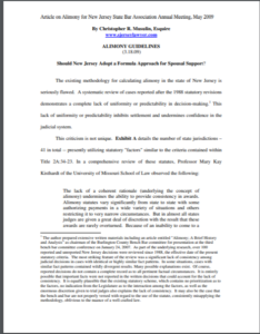 Article on Alimony for NJ