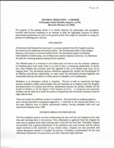 Divorce Mediation A Primer revised February 2020