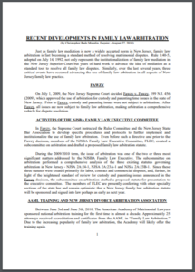 Recent Developments in Family Law Arbitration August 27-2010